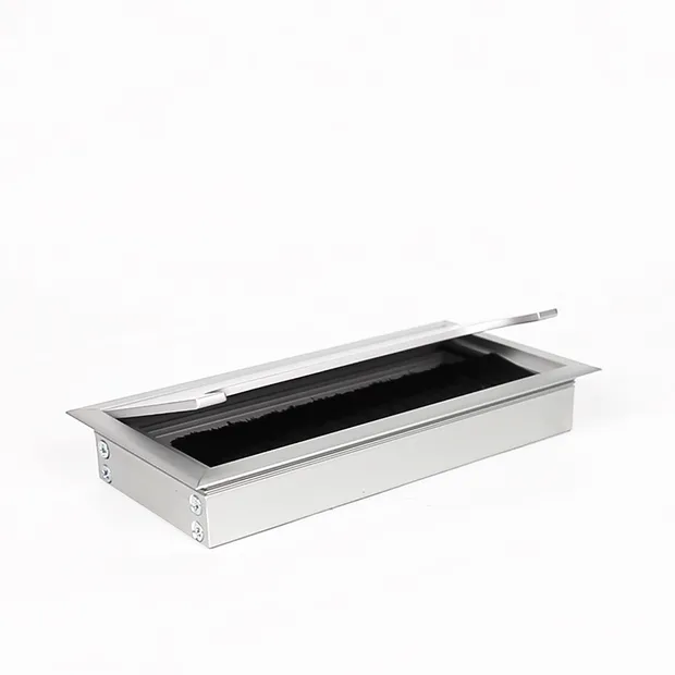 Boîte de fil de bureau en aluminium noir, passe-câble, boîte de sortie de câble de Table d'ordinateur